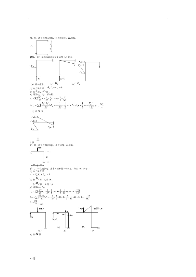 2018年电大土木工程力学作图题小抄汇总_第3页
