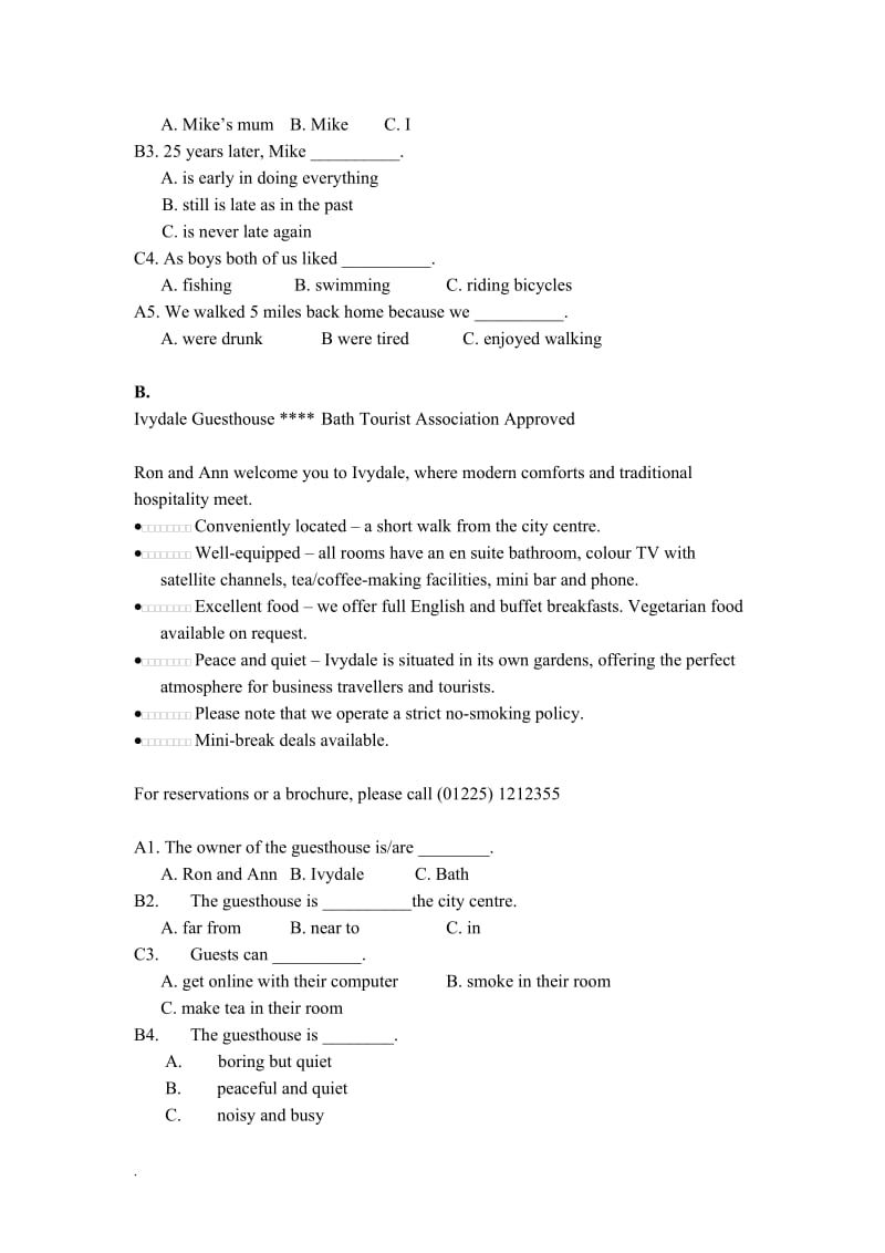 电大英语I2期末考试小抄答案_第3页