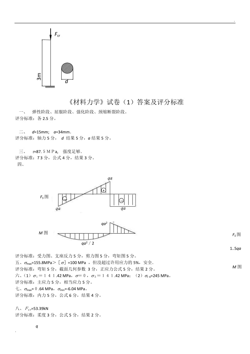 材料力学试卷及答案_第3页