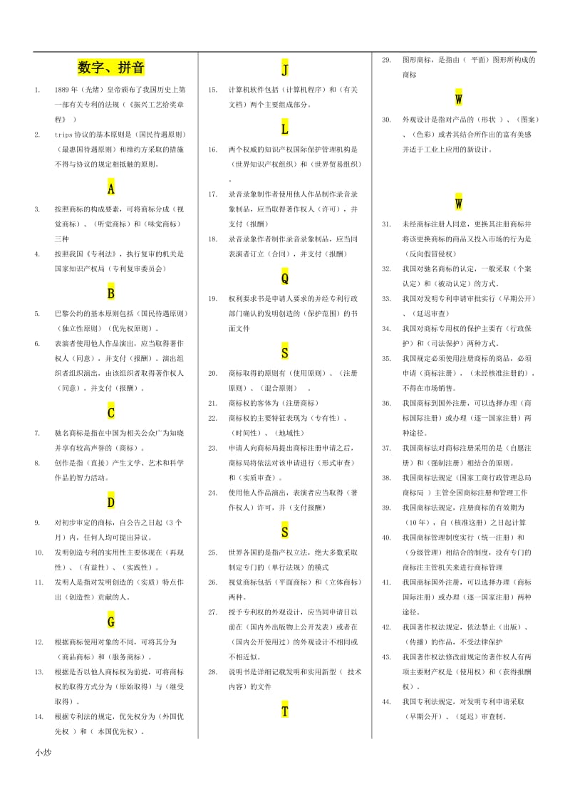 2018年电大知识产权法填空题题库_第1页