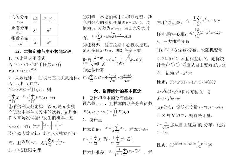 概率论与数理统计公式_小抄必备_第3页