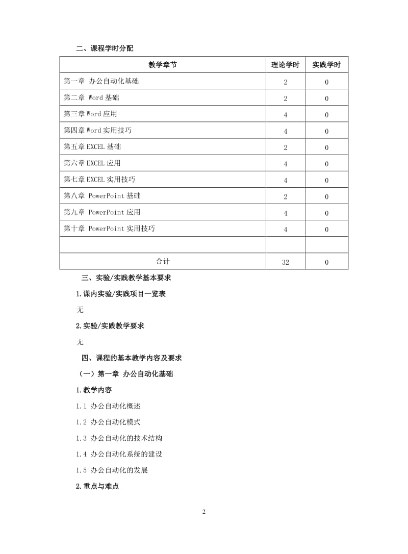 2017-2018-1课程教学大纲(办公自动化应用)课件_第2页