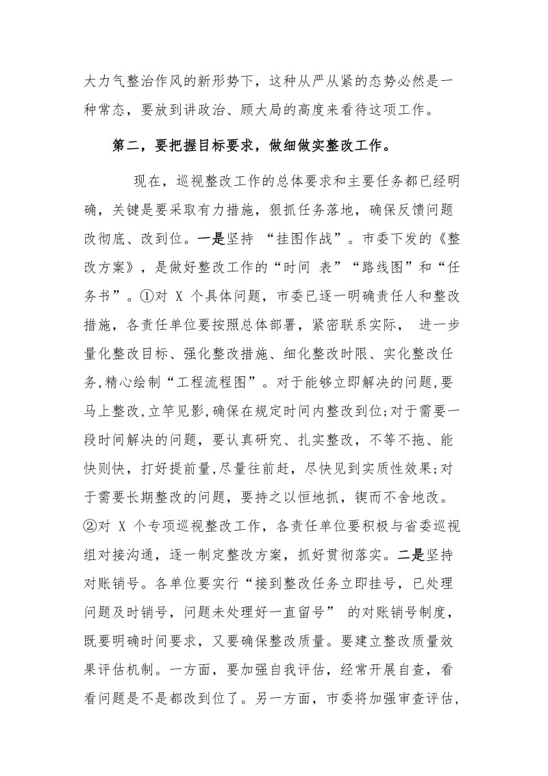 某某领导在巡视整改工作任务部署会动员讲话范文稿_第2页