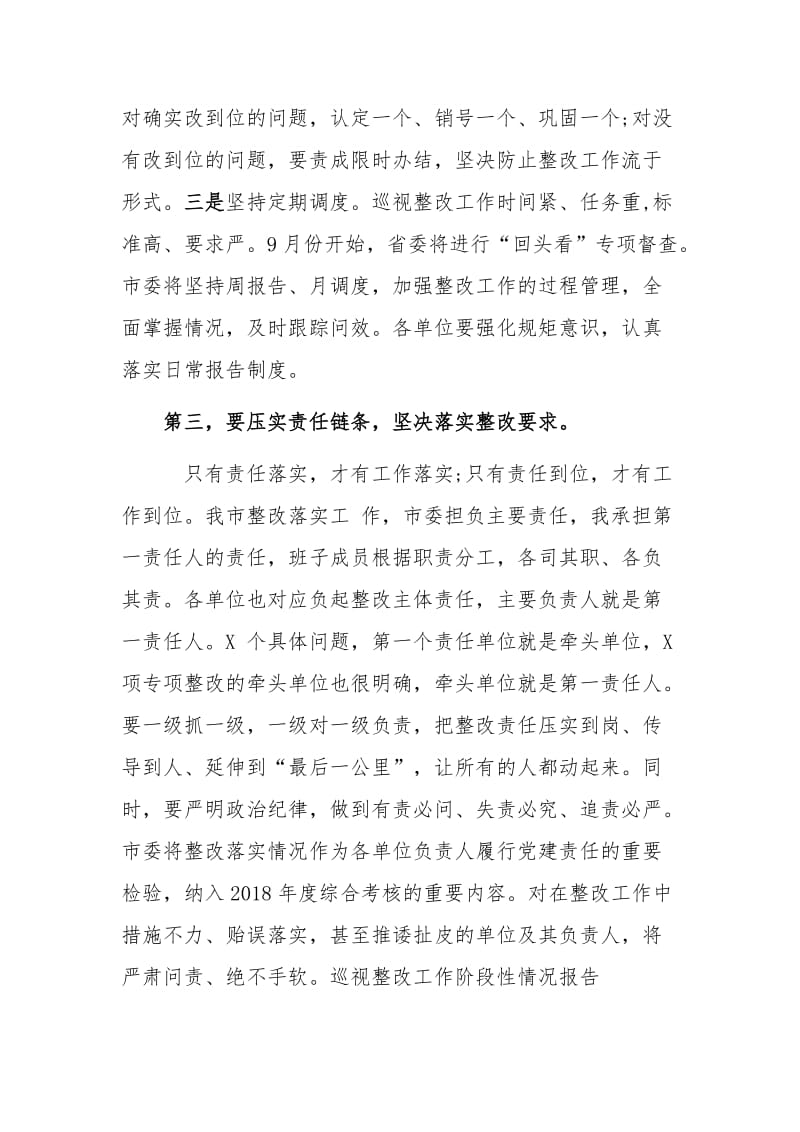 某某领导在巡视整改工作任务部署会动员讲话范文稿_第3页