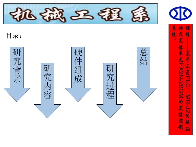 毕业演讲答辩稿-基于三菱PLC、MR-J2伺服驱动及定位设计_第2页