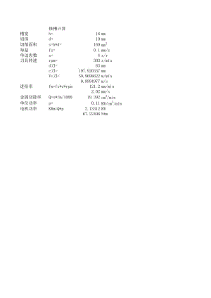 銑槽切削力計(jì)算.xls