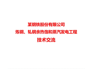 某鋼鐵股份有限公司煉鋼、軋鋼余熱飽和蒸汽發(fā)電工程技術(shù)交流.ppt