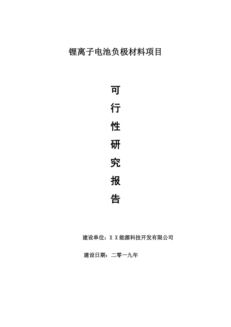 锂离子电池负极材料项目可行性研究报告【量身编辑】_第1页