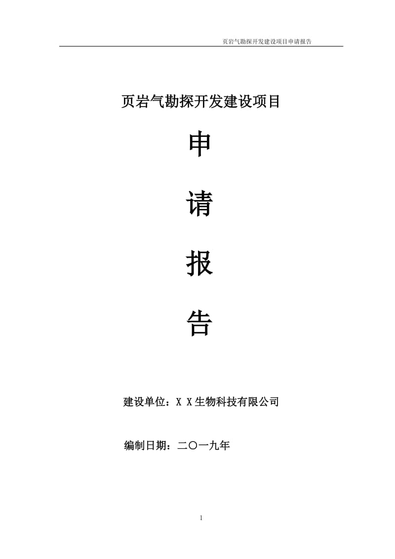 页岩气勘探开发项目申请报告（可编辑案例）_第1页