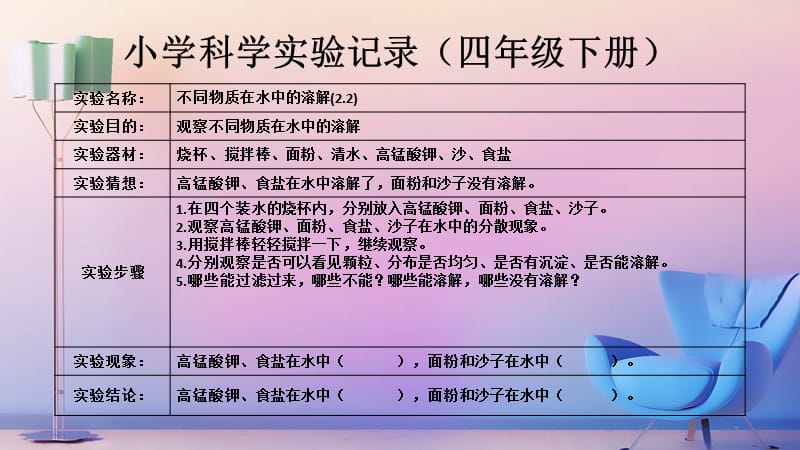 小学科学四年级上册学生分组实验记录ppt课件_第3页