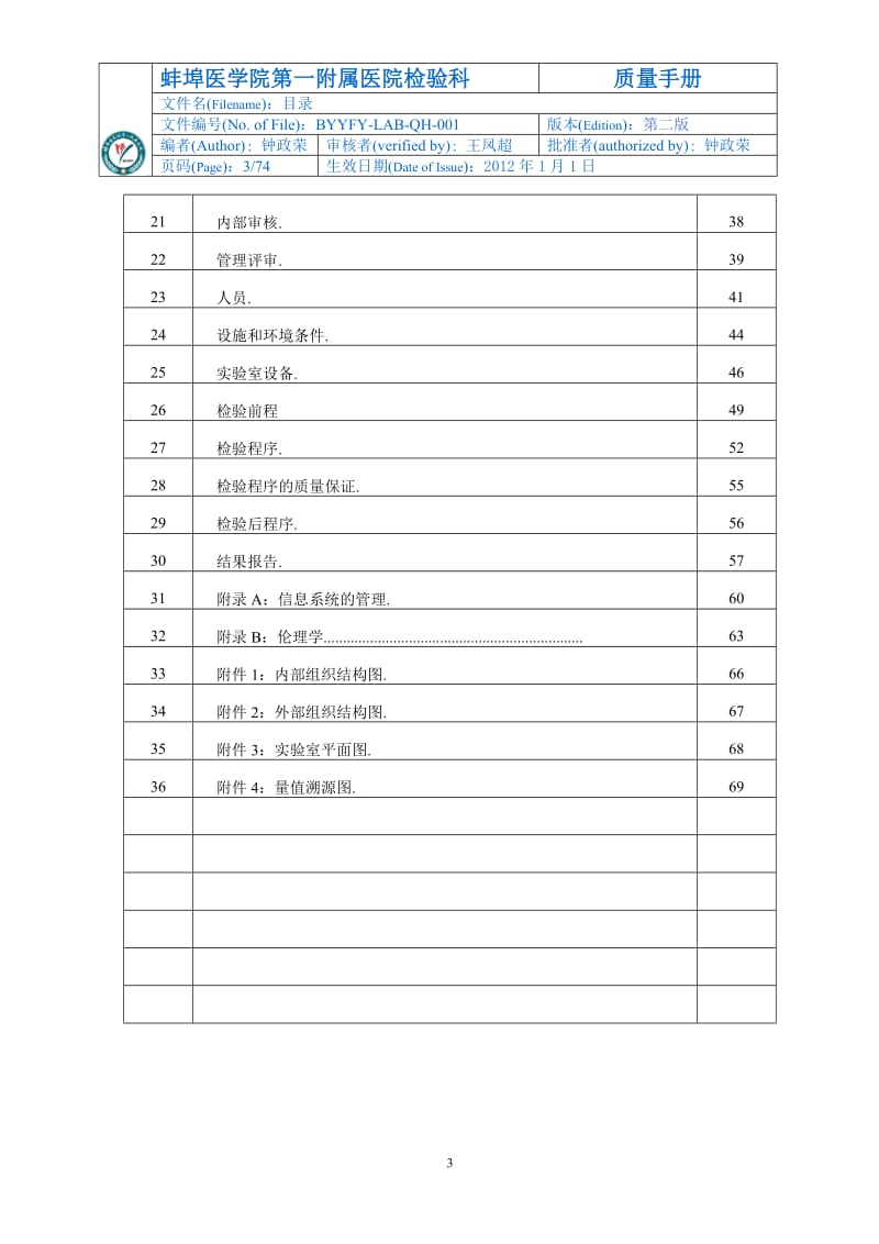 某医院检验科质量手册（标准版）_第3页