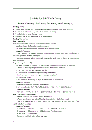 高中英語(yǔ)教案：《Module 2 A Job Worth Doing》（第1課時(shí)） （外研版必修5）