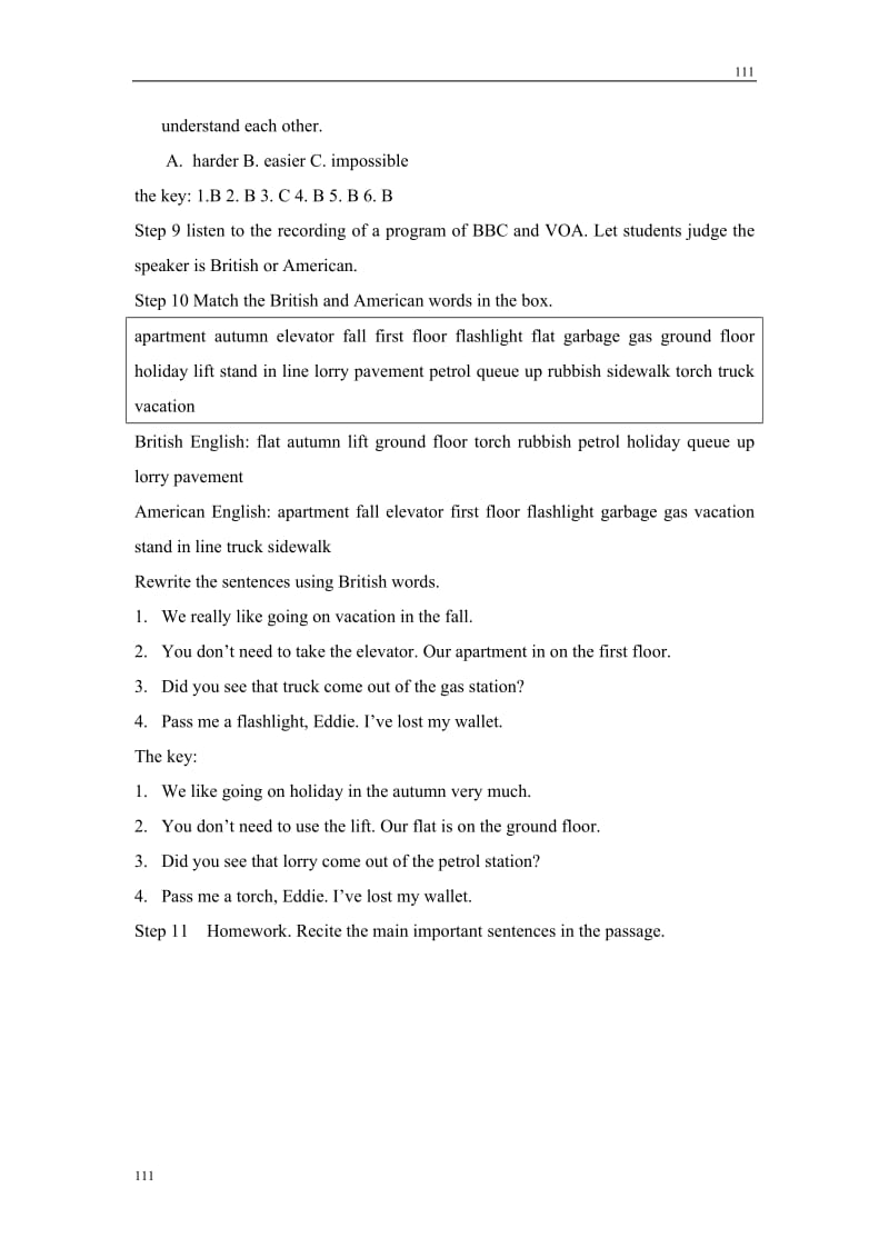 Module 1《British and American English》introduction,reading and voca教案8（外研版必修5）_第3页