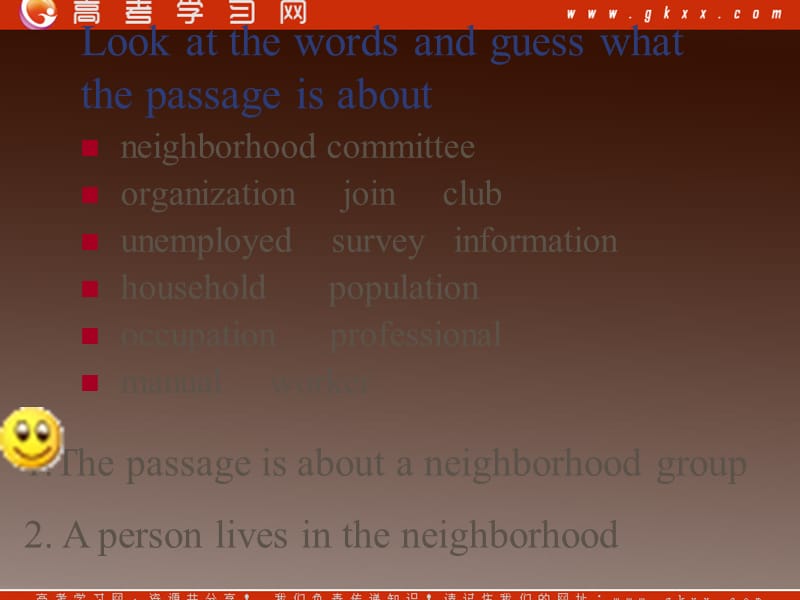 Module 4《A Social Survey—My Neighbourhood》listening,speaking&writing 课件(14张ppt)（外研版必修1）_第2页