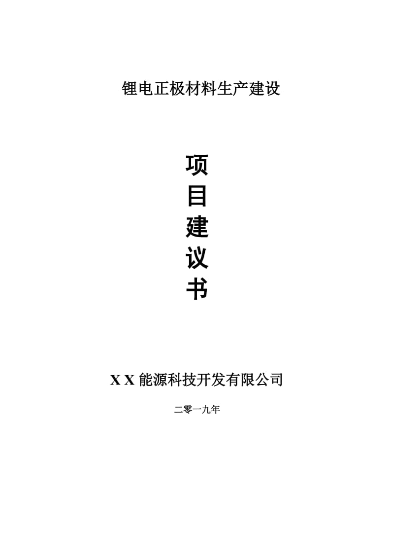 锂电正极材料生产项目建议书-申请备案报告_第1页