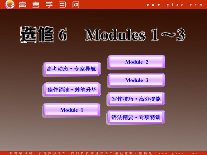 2012版高中英语全程复习方略配套课件：Modules1-3（外研版选修6）_第1页