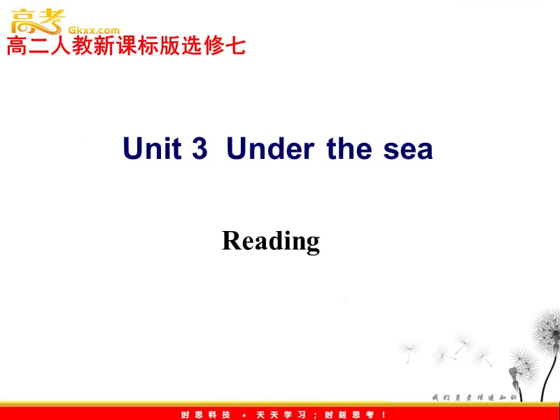 高二英语 新人教版选修7 unit 3《Under the sea》 Reading 教学课件_第1页