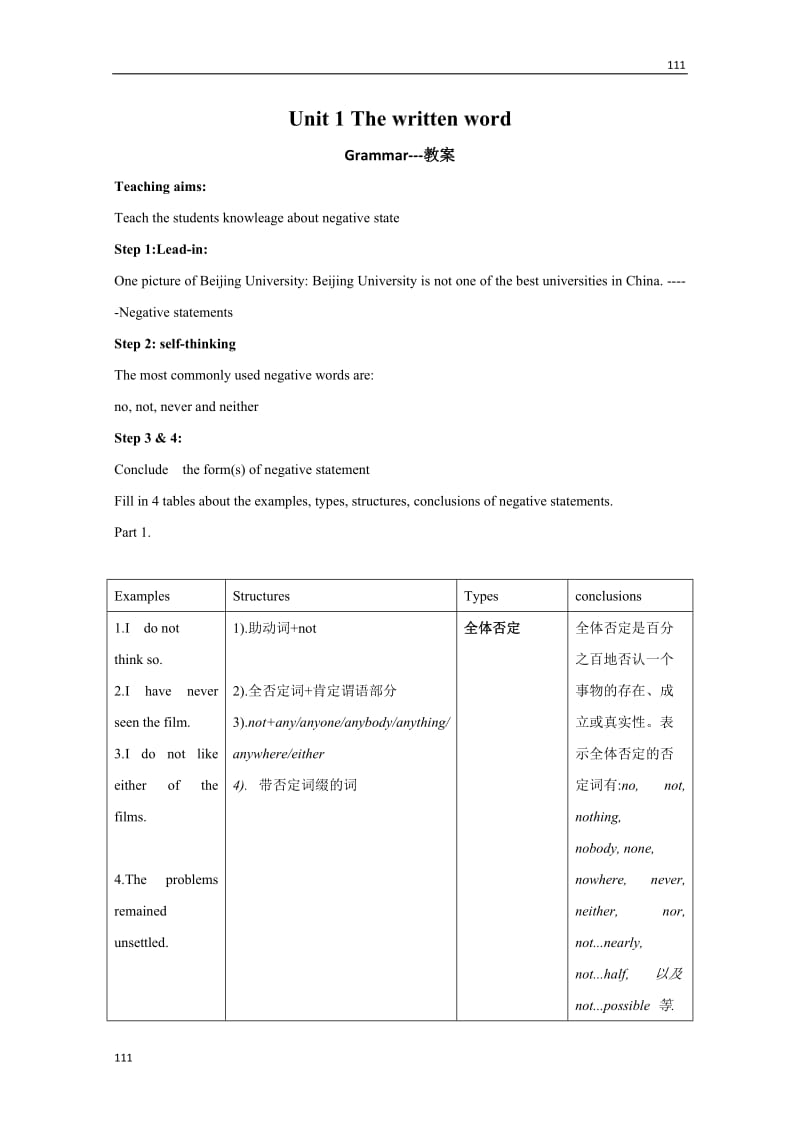 Unit 1《The written word》-Grammar教案1（牛津译林版选修8）_第1页