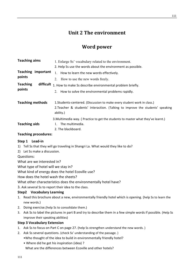 Unit 2《The Environment》Word power教案2（牛津译林版必修5）_第1页