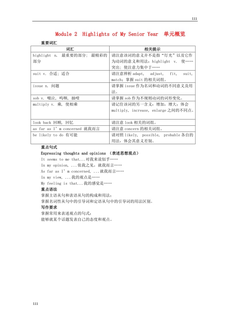 高二英语备课《Module 2 Traffic Jam》单元概览 教学素材 外研版必修4_第1页