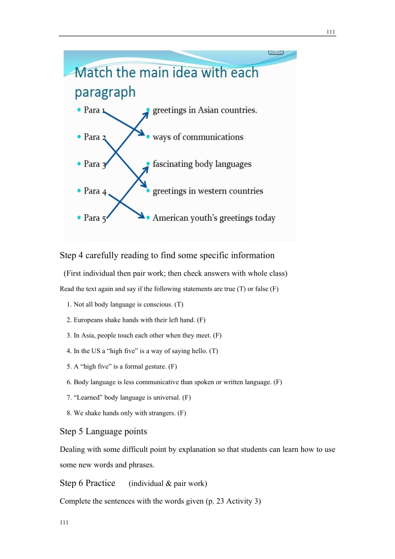 Module 3《Body Language and Non-verbal Communication》教案1（外研版必修4）_第3页