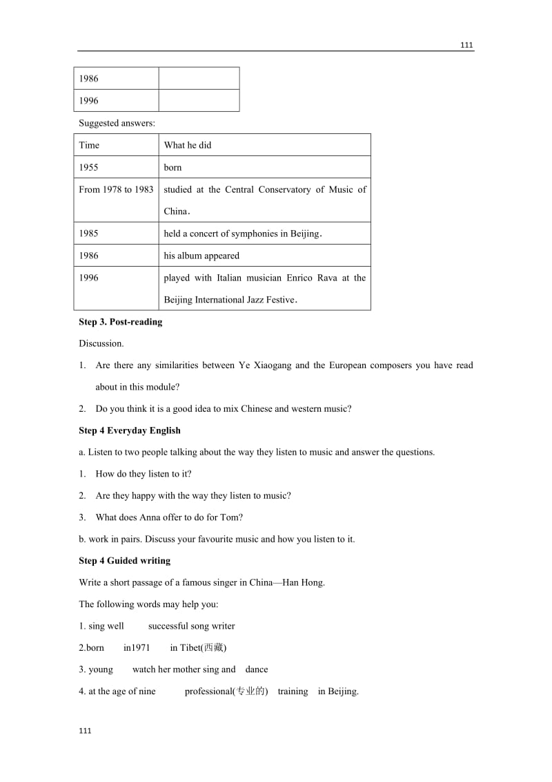 Module 3《Music》speaking and writing教案1（外研版必修2）_第3页