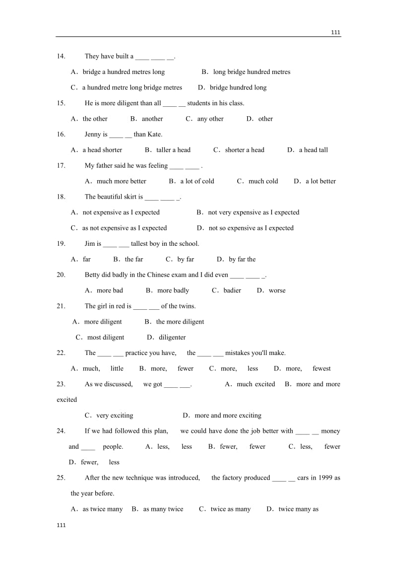 Module 7《Revision》grammar 同步练习（外研版必修1）_第2页