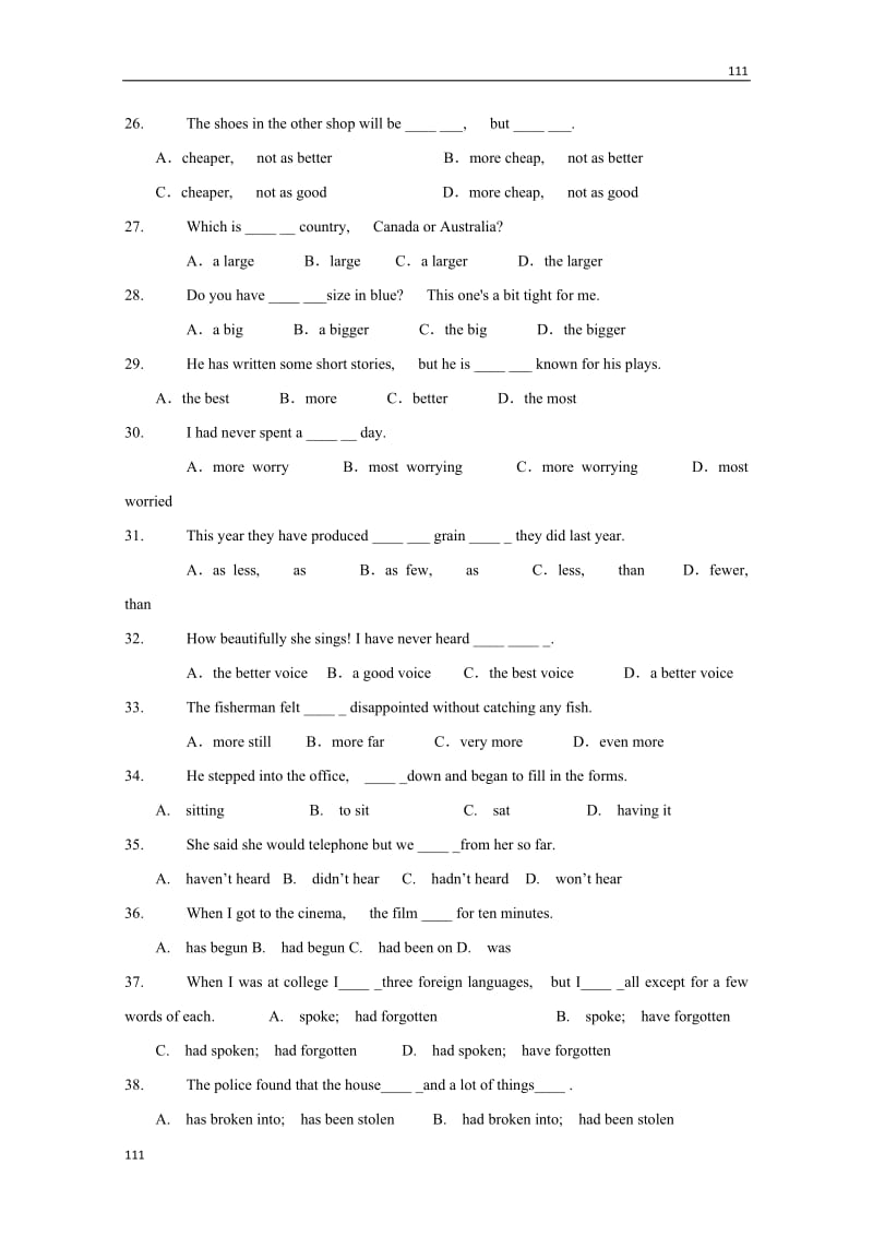 Module 7《Revision》grammar 同步练习（外研版必修1）_第3页