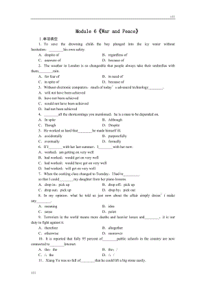 Module 6《War and Peace》同步練習(xí)3（外研版選修6）