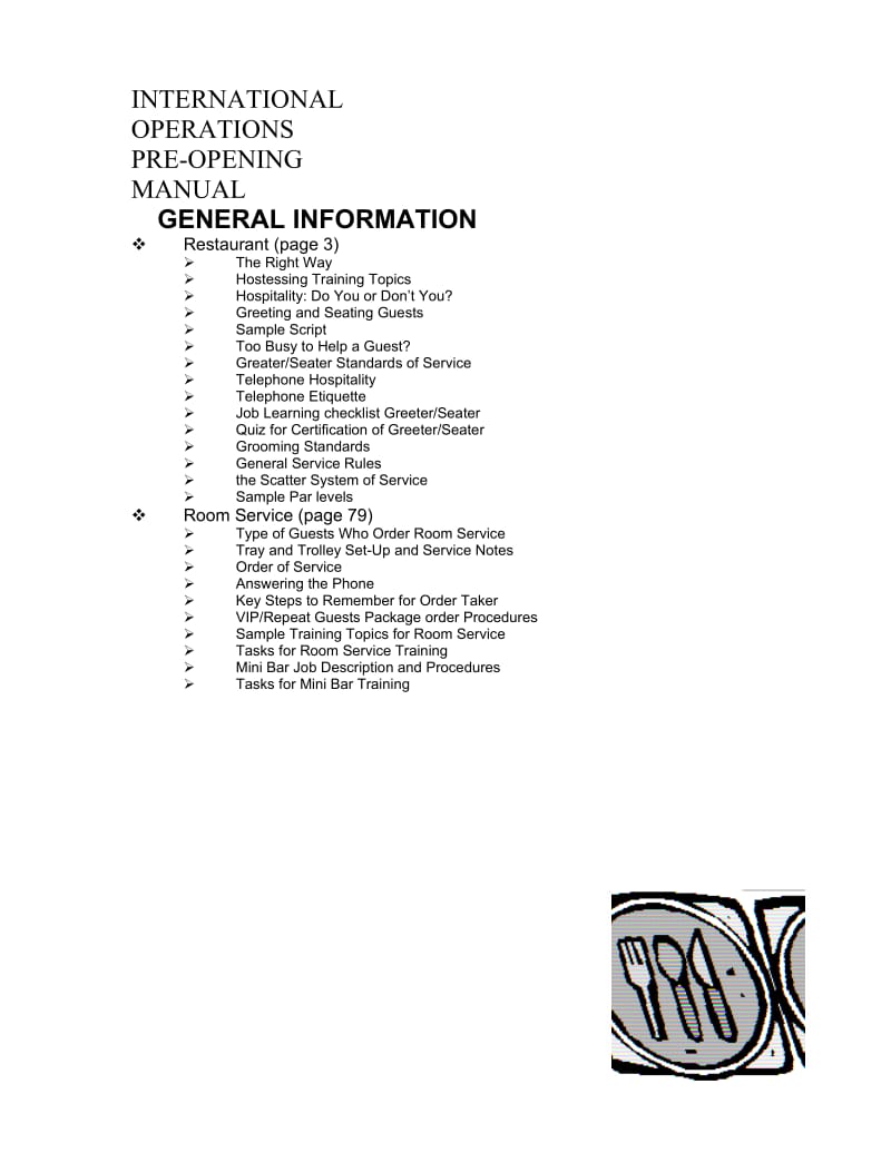国际连锁酒店餐饮部开业手册（英文版）_第1页