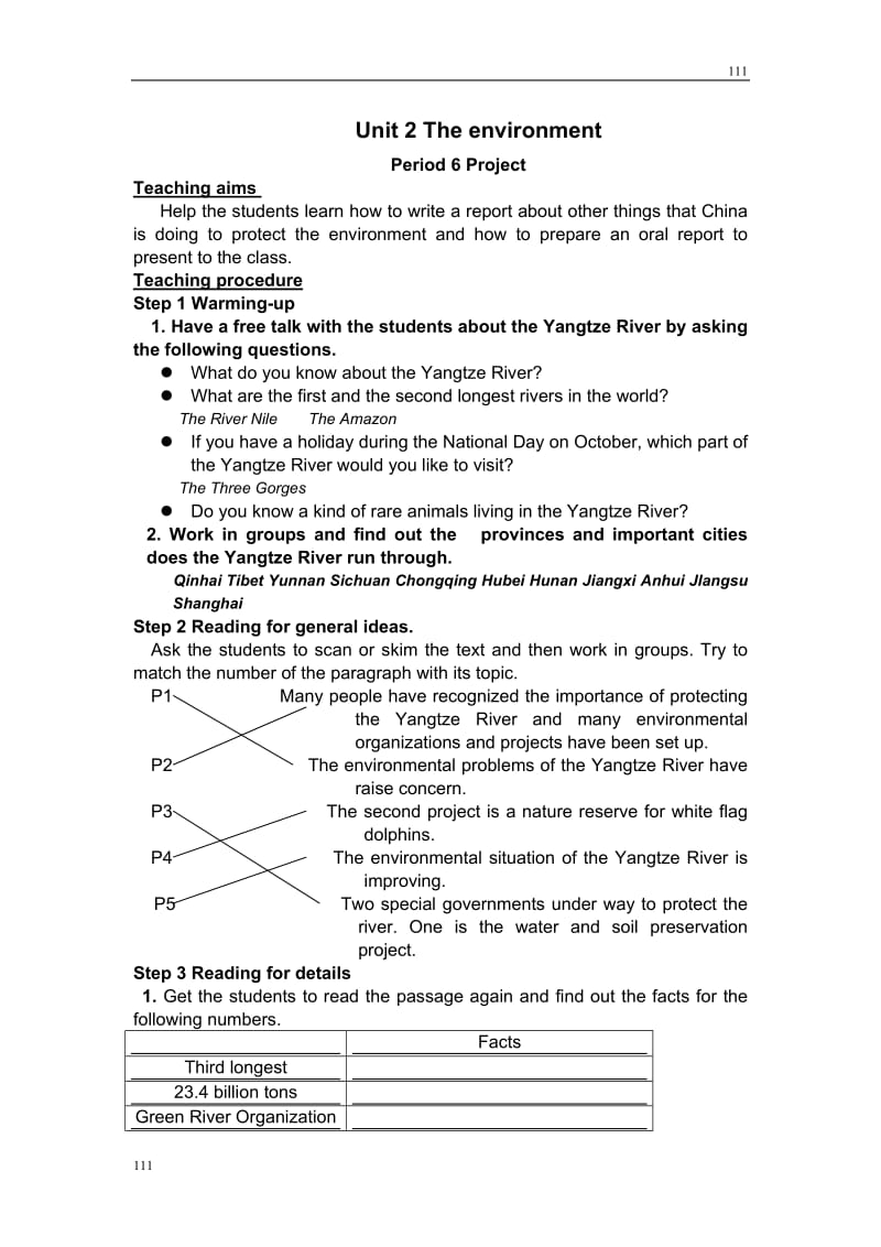 Unit 2《The Environment》Project教案4（译林版必修5）_第1页