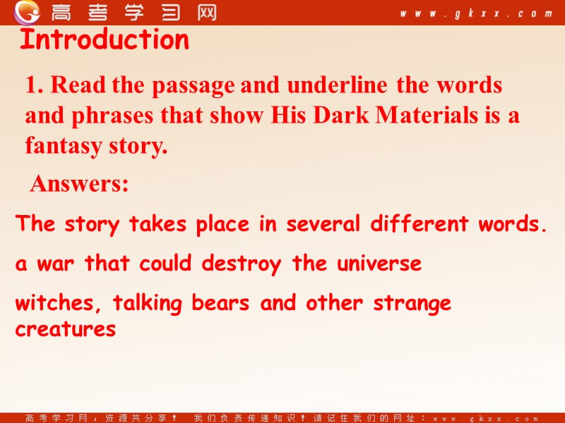 Module 2《Fantasy Literature—Philip Pullman》introduction,reading and voca课件5（14张PPT）（外研版选修6）_第3页