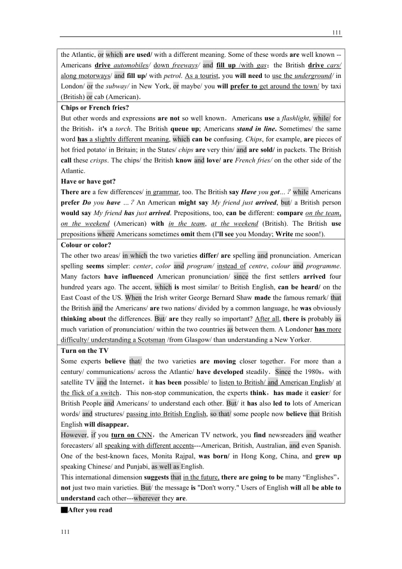 Module 1《British and American English》introduction,reading and voca教案3（外研版必修5）_第2页