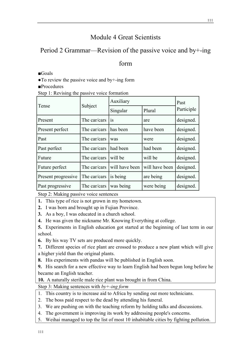 Module 4《Great Scientists》grammer学案1（外研版必修4）_第1页