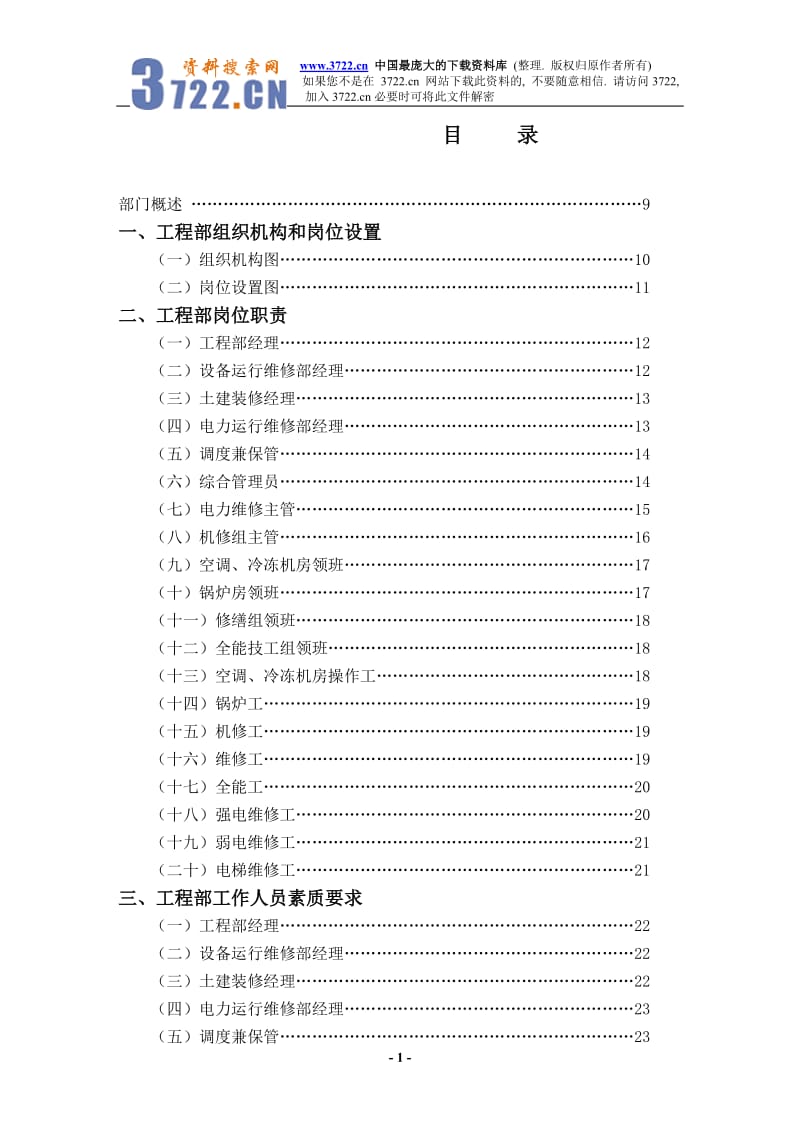 酒店XX酒店工程部管理实务（DOC 190）_第1页