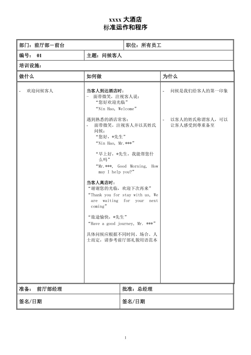 酒店 问候客人_第1页