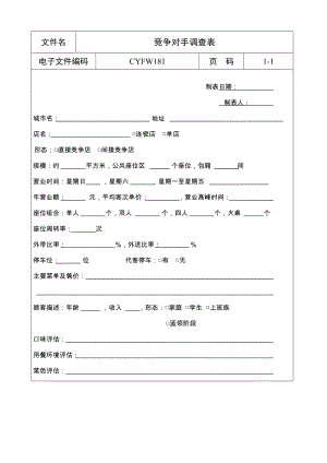 酒店競爭對手調(diào)查表 (2)