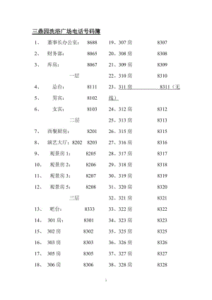 酒店 三鼎園洗浴廣場電話號碼簿