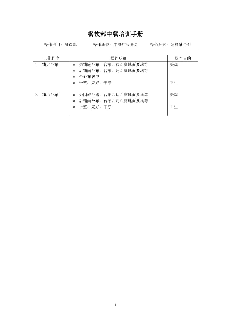 酒店 餐饮部中餐培训手册_第1页