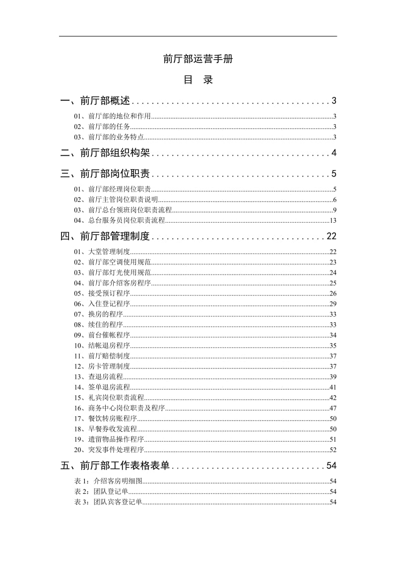 酒店好丽登国际商务酒店前厅部运营管理手册_第1页