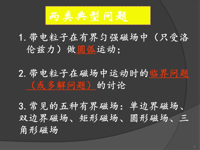 专题带电粒子在有界磁场中的运动ppt课件_第3页