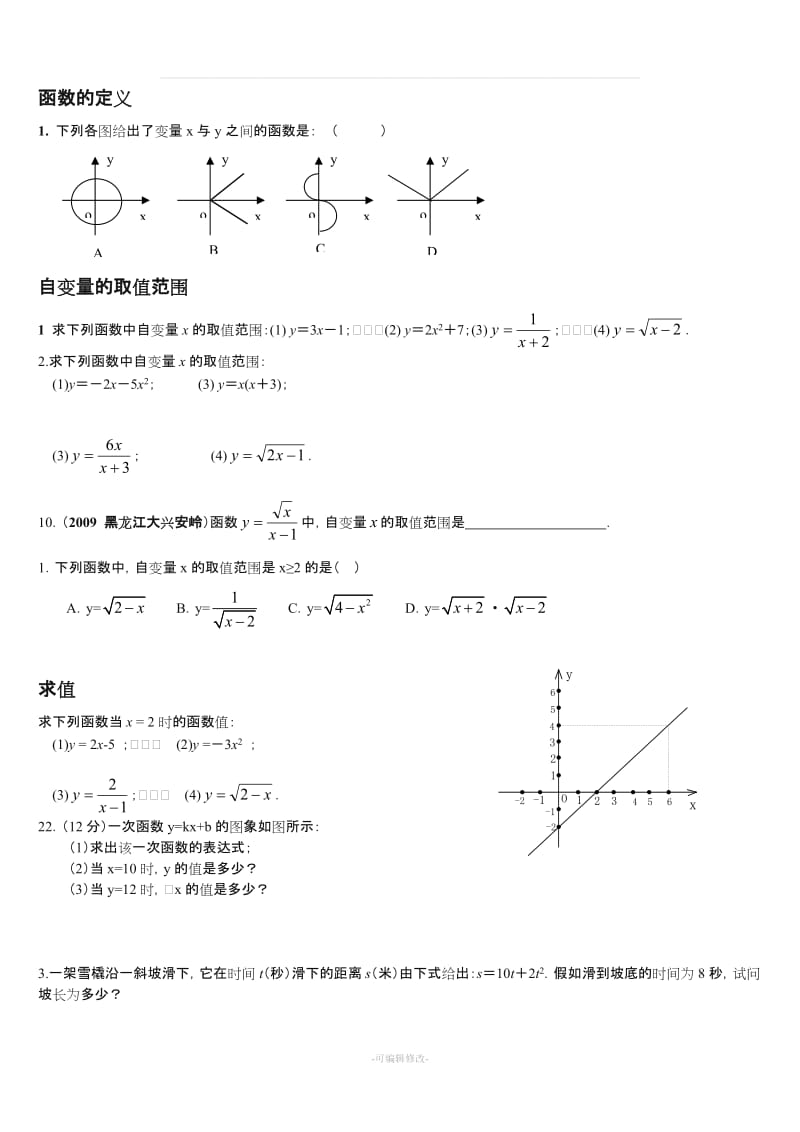 八年级数学下册一次函数经典题型精选.doc_第1页