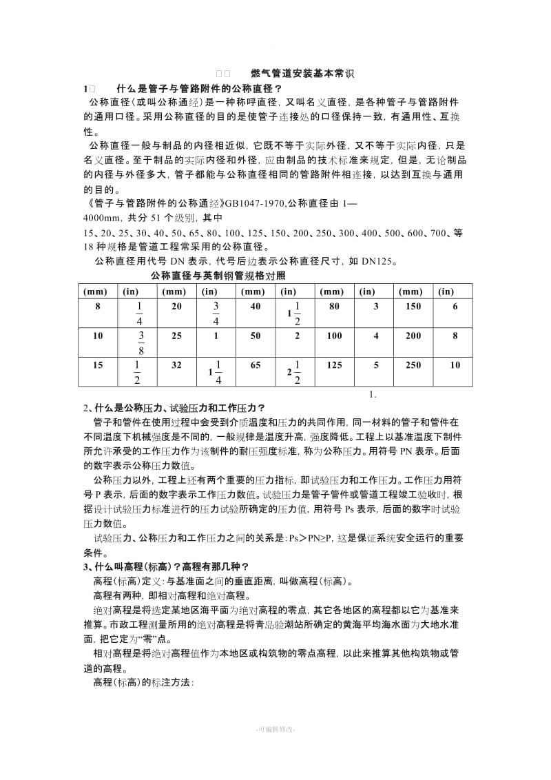 燃气管道安装基本常识.doc_第1页