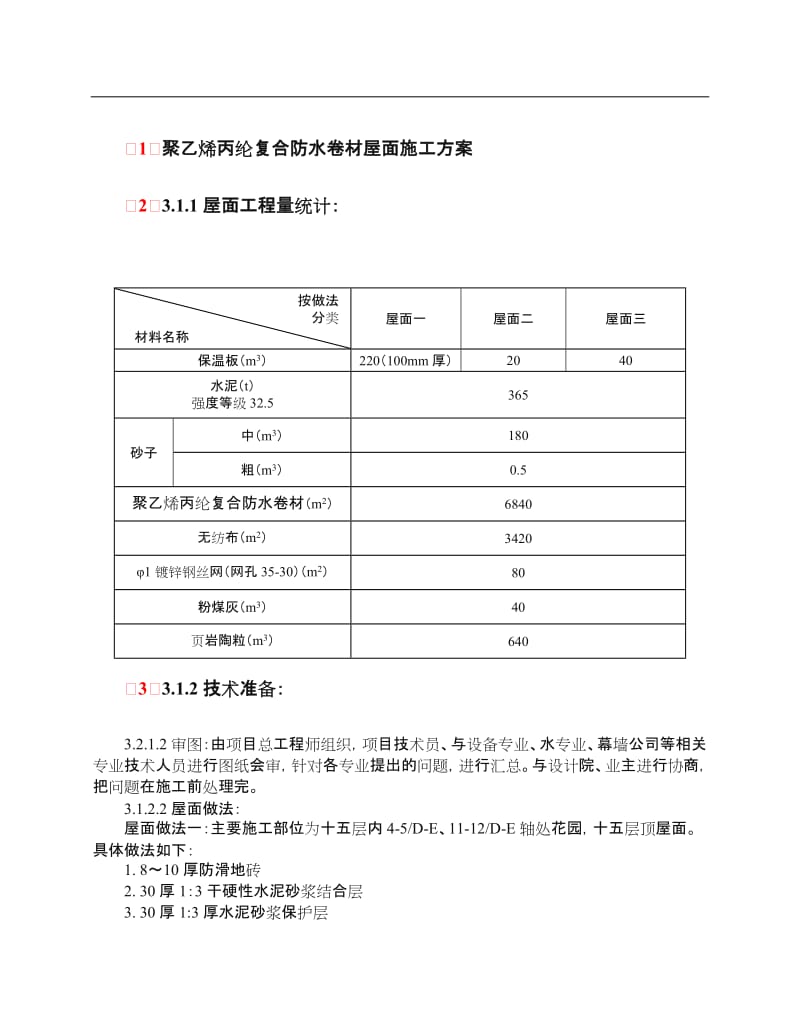 聚乙烯丙纶复合防水卷材屋面施工方案.doc_第1页