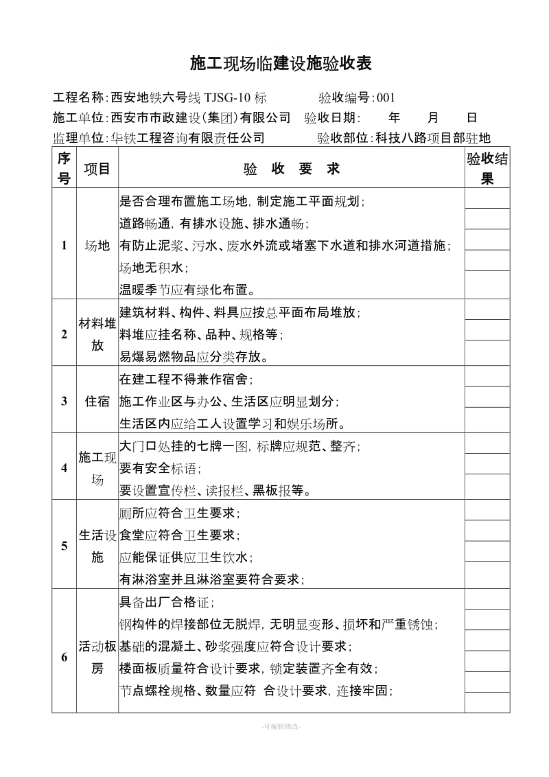 施工现场临建设施验收表.doc_第1页