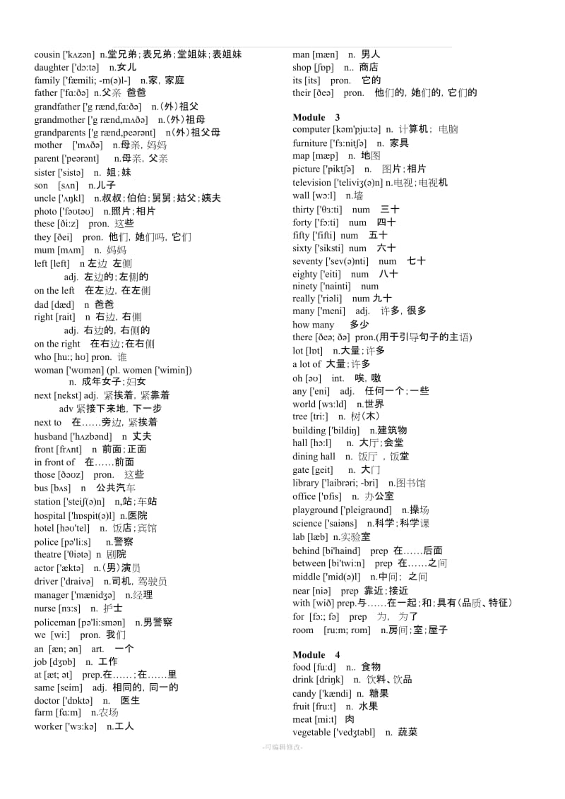 外研版初中英语单词一览表(音标版).doc_第3页