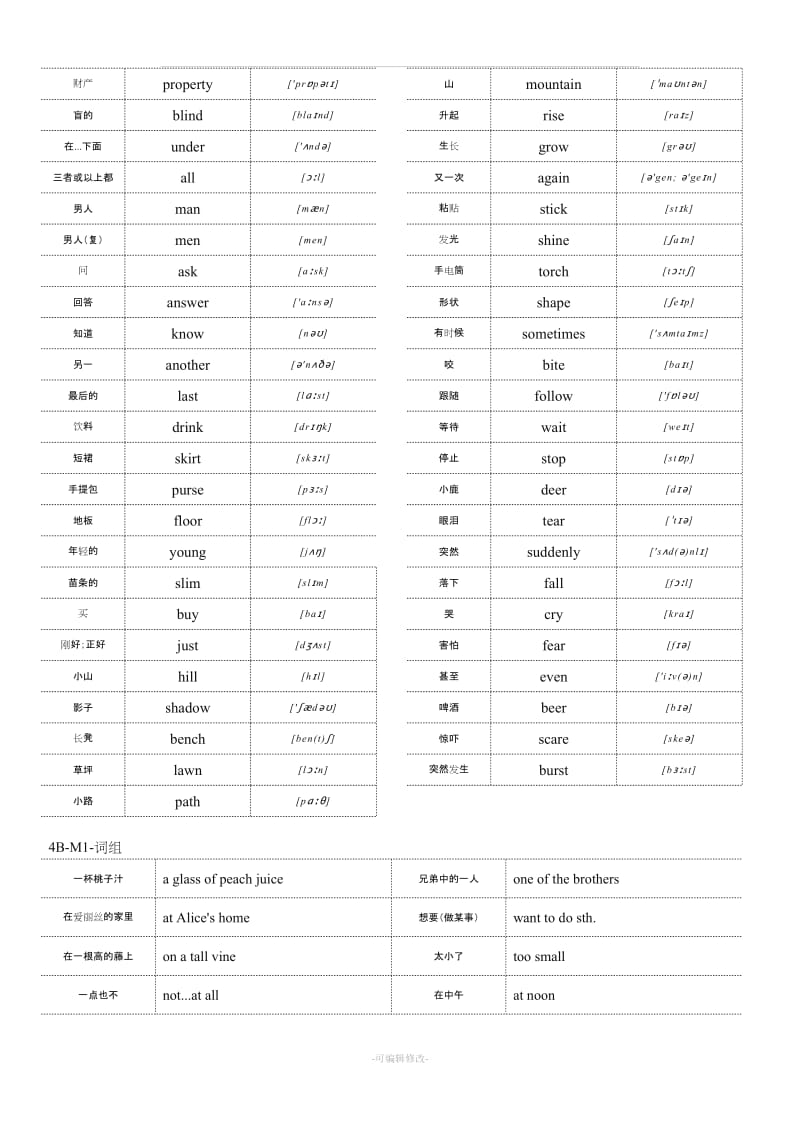 上海版牛津英语4B单词(含音标)与短语整理.doc_第2页