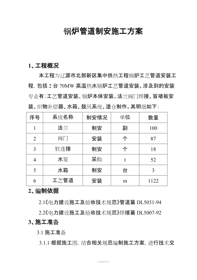 锅炉管道制安施工方案.doc_第1页