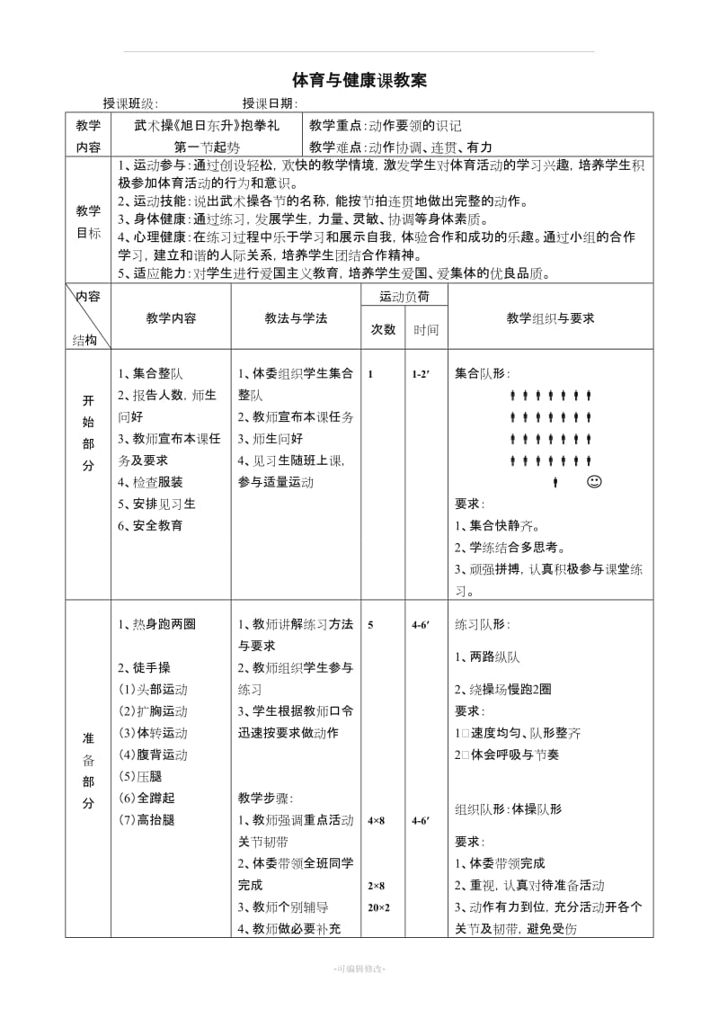 体育与健康课教案武术操旭日东升教案.doc_第1页