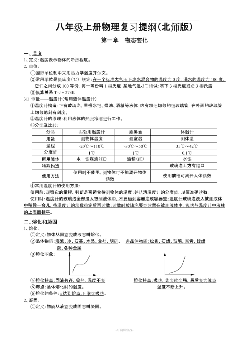 八年级上册物理复习总提纲(北师大版).doc_第1页